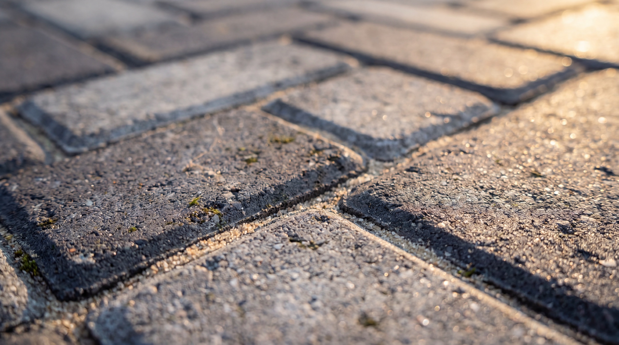 Herringbone paver pattern close-up