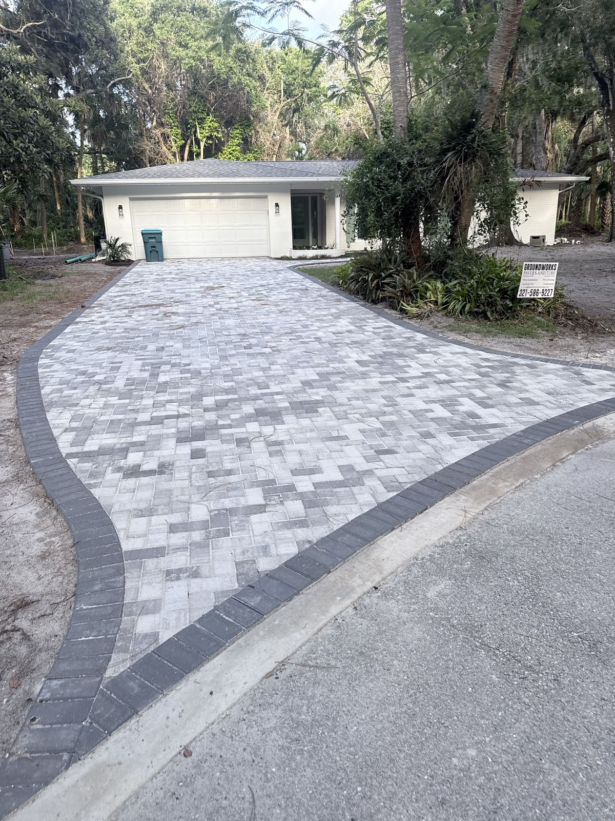 Completed paver and turf installation by Groundworks, Brevard County