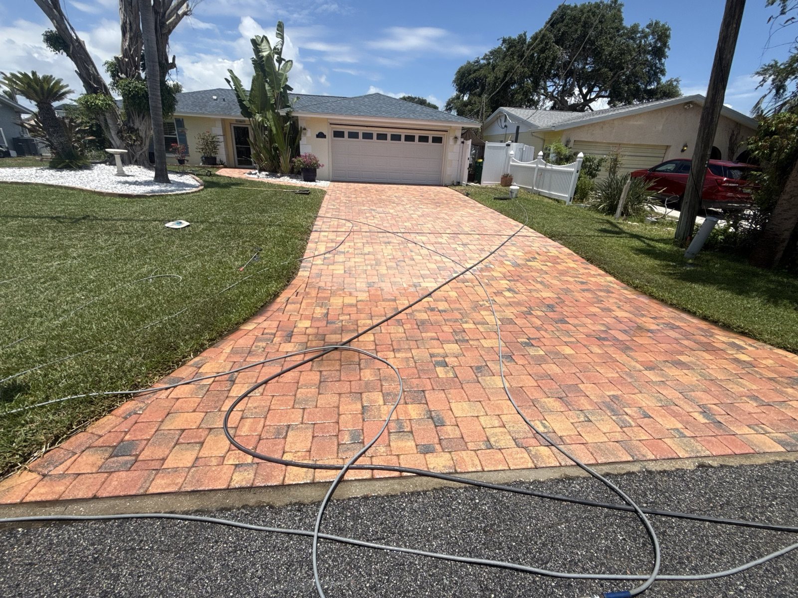 Completed paver and turf installation by Groundworks, Brevard County