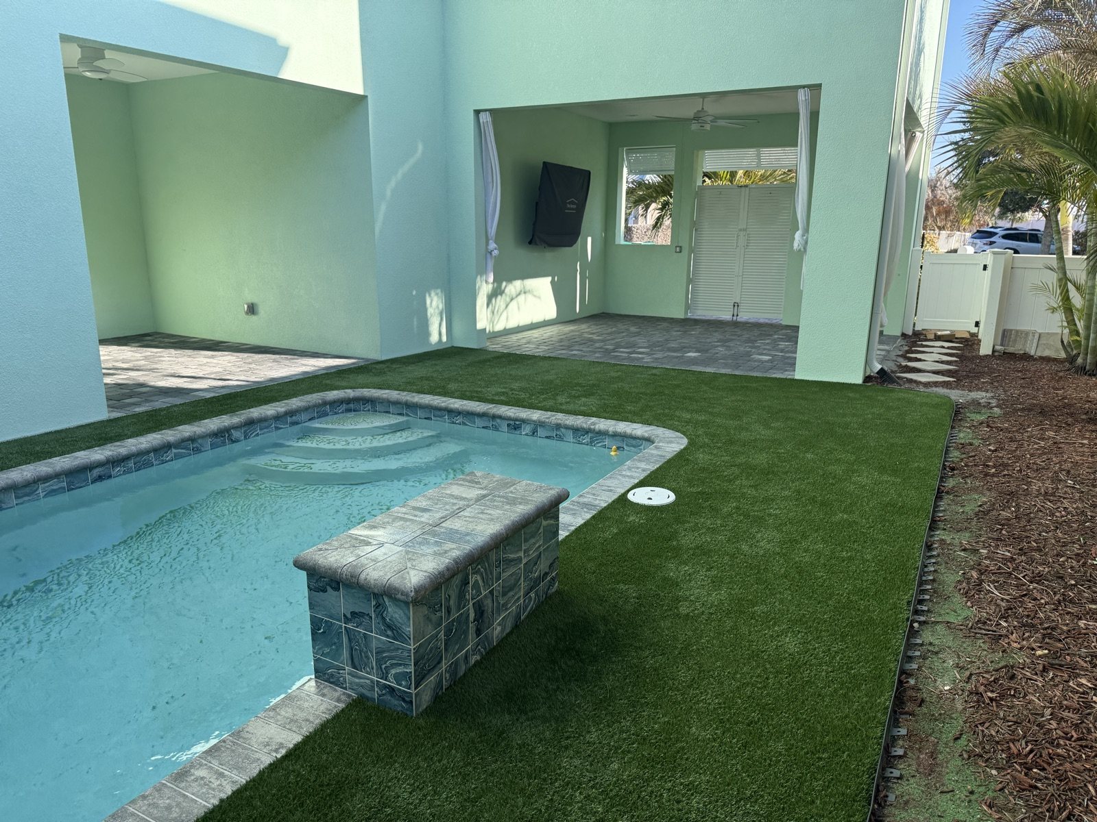 Completed paver and turf installation by Groundworks, Brevard County