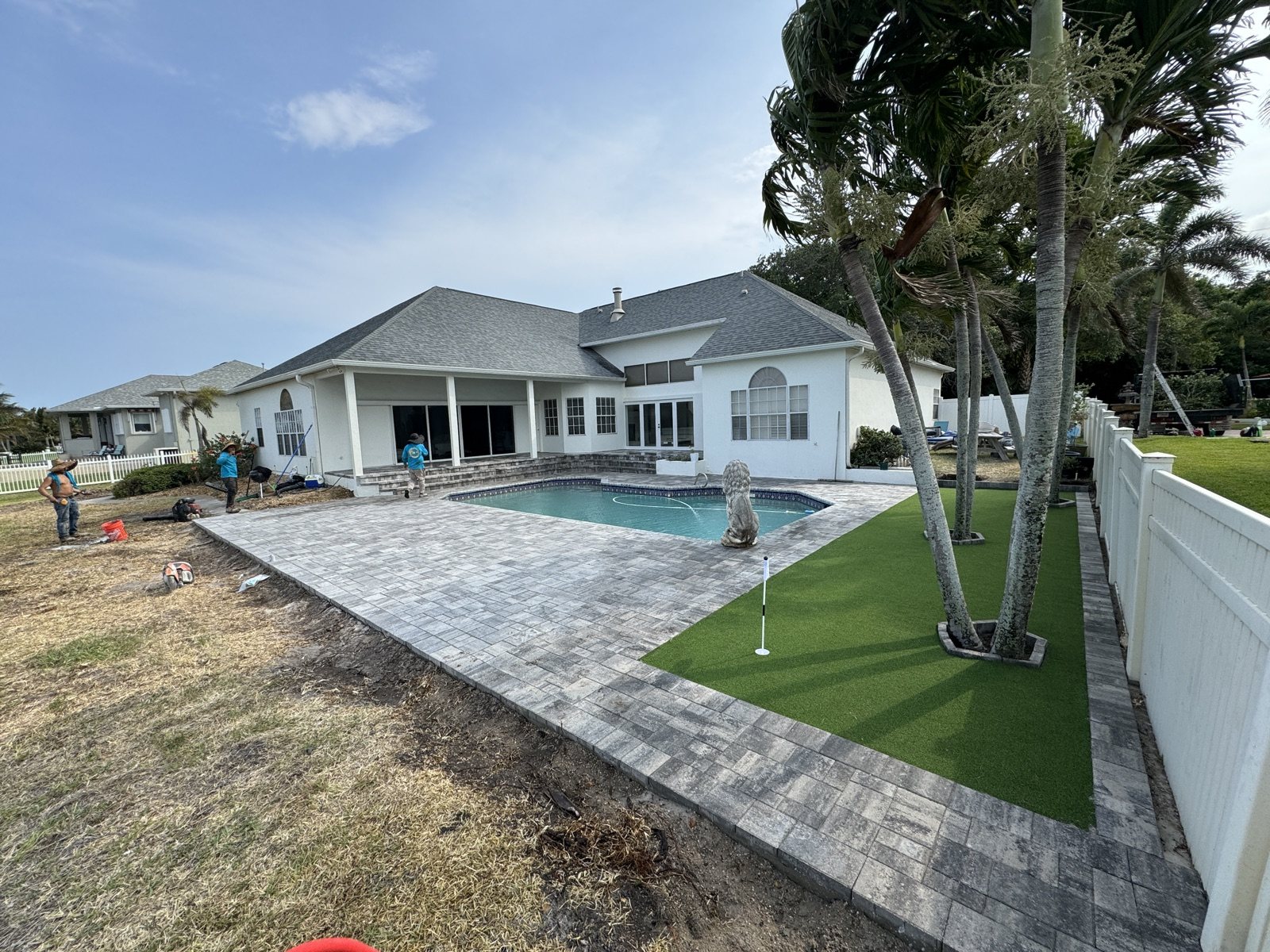 Completed paver and turf installation by Groundworks, Brevard County