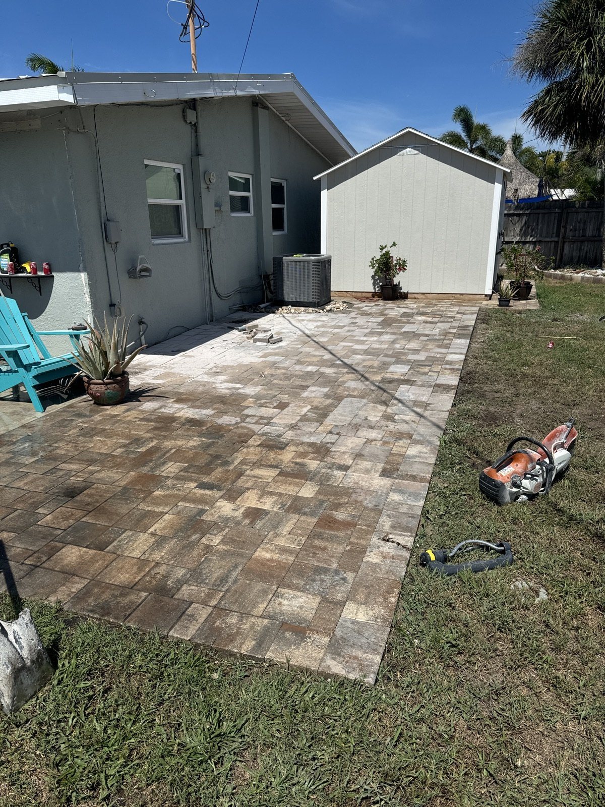 Completed paver and turf installation by Groundworks, Brevard County