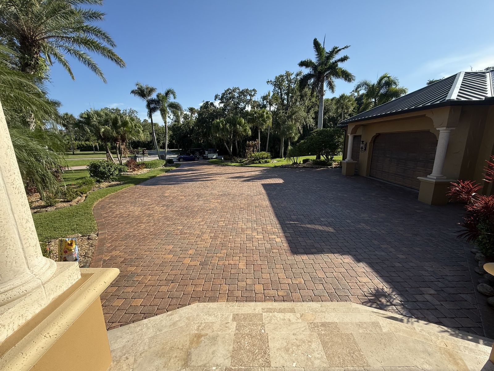 Paver surface cleaned and sealed by Groundworks, Brevard County