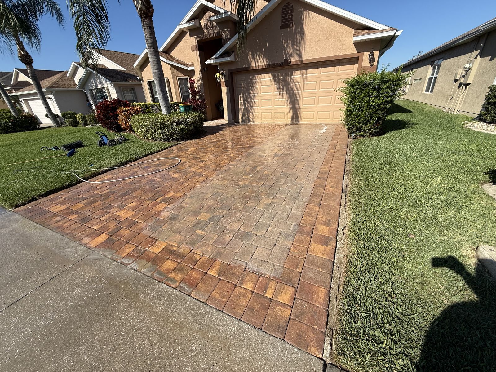 Paver surface cleaned and sealed by Groundworks, Brevard County