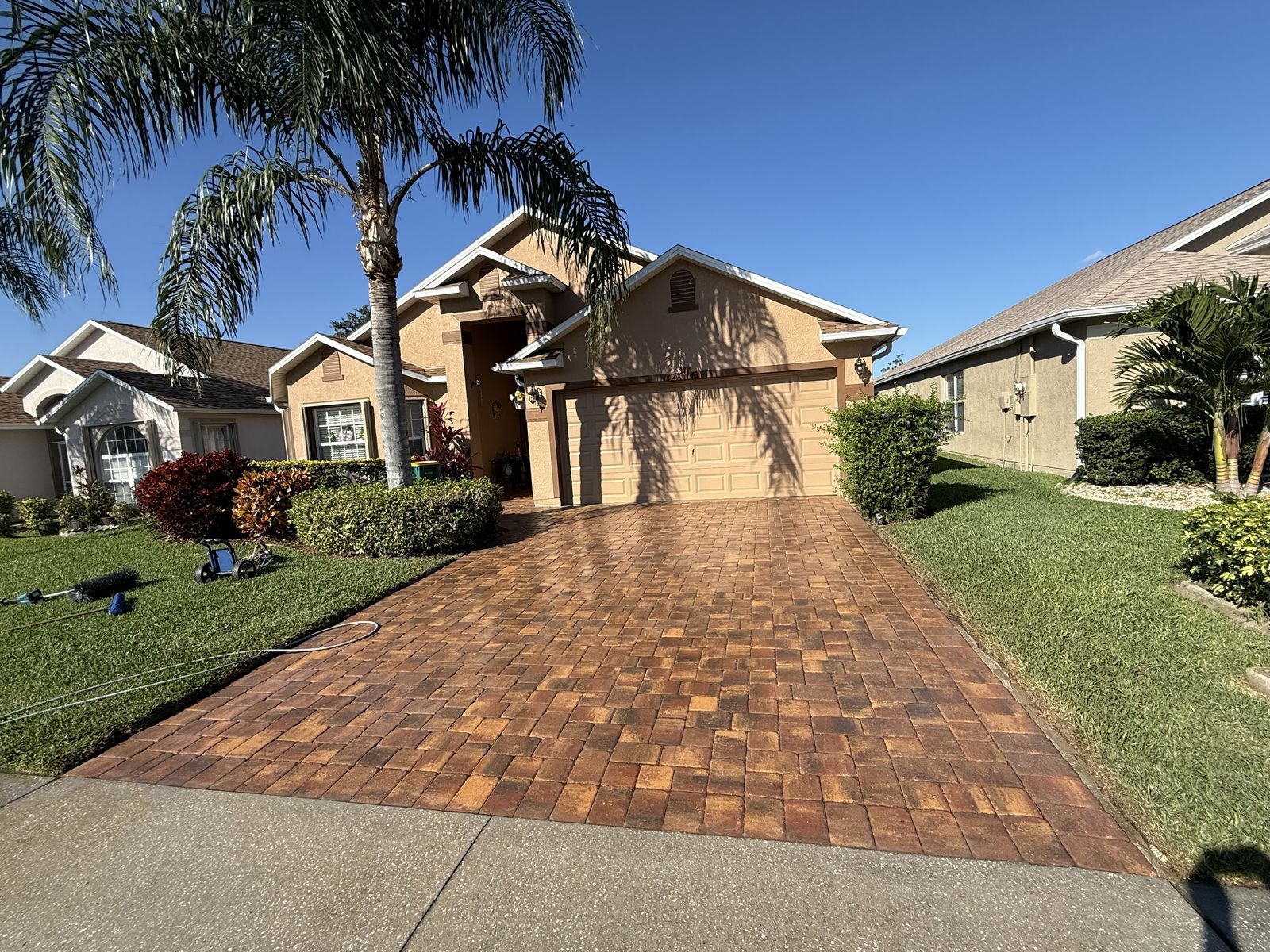 Paver surface cleaned and sealed by Groundworks, Brevard County