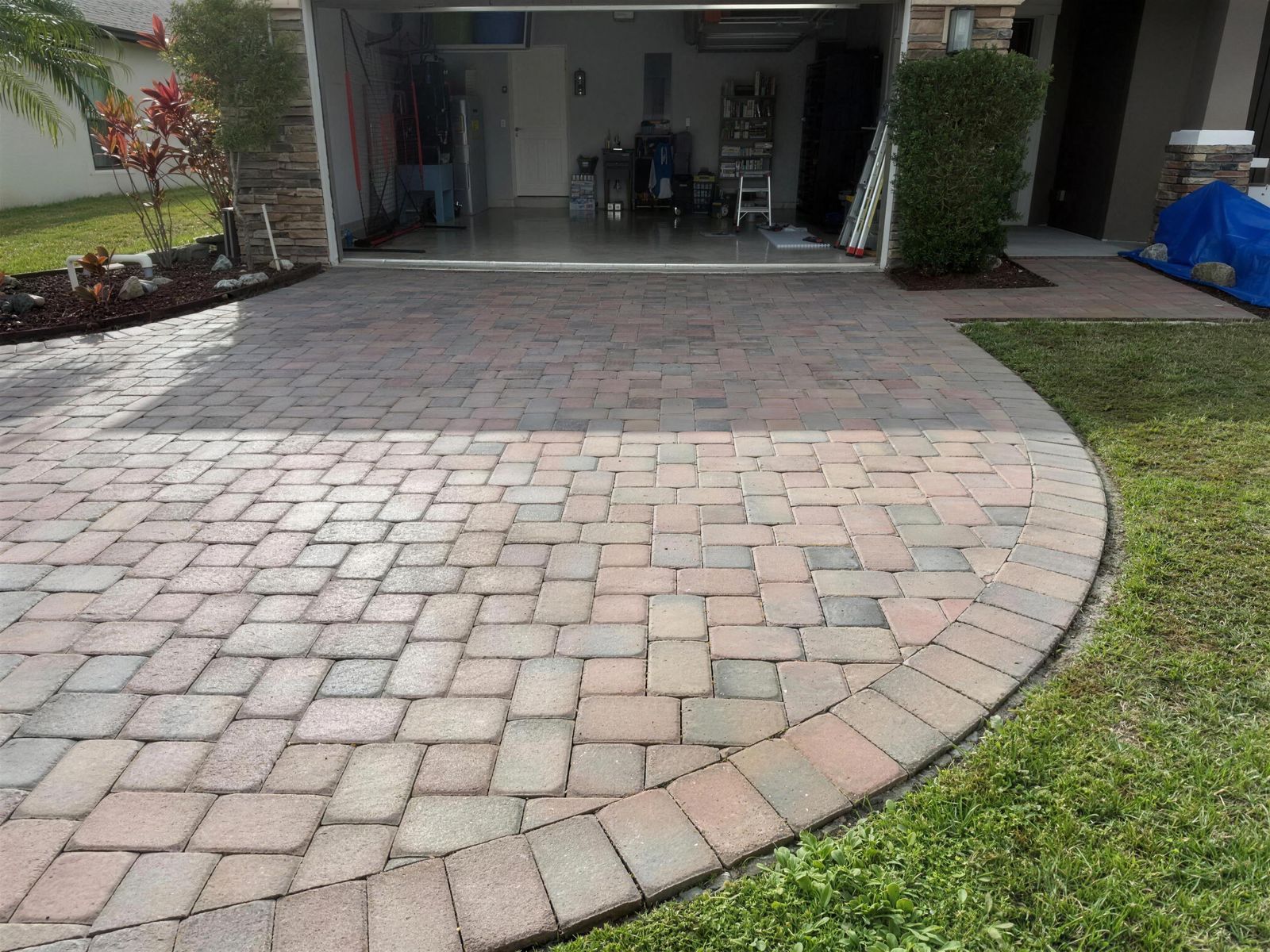 Paver surface cleaned and sealed by Groundworks, Brevard County