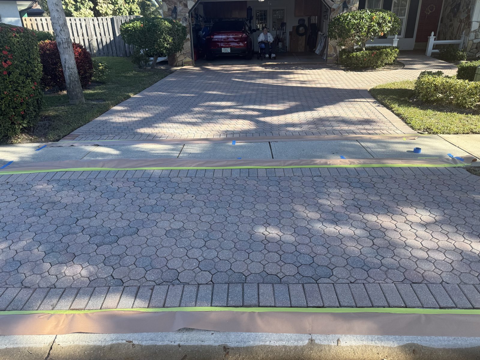 Paver surface cleaned and sealed by Groundworks, Brevard County