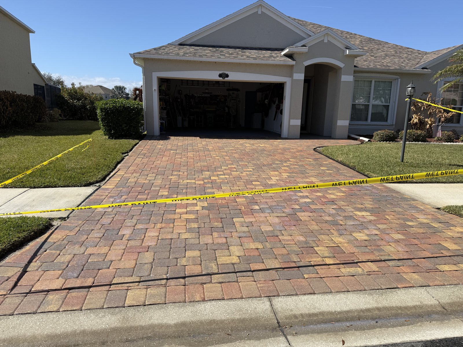 Paver surface cleaned and sealed by Groundworks, Brevard County