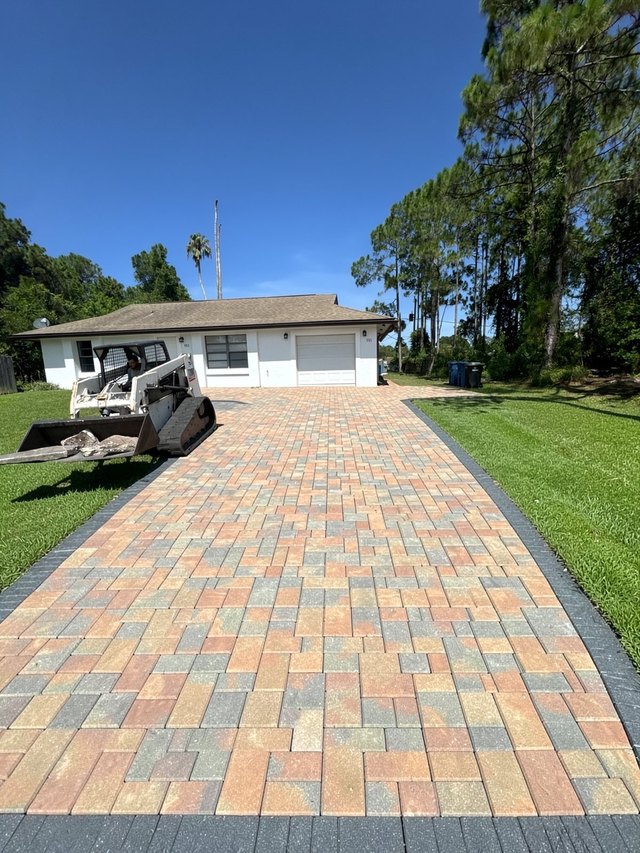 Design concept render of a paver or turf project — AI visualization, not a completed job