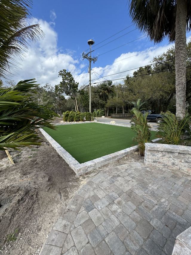 Completed paver and turf installation by Groundworks, Brevard County
