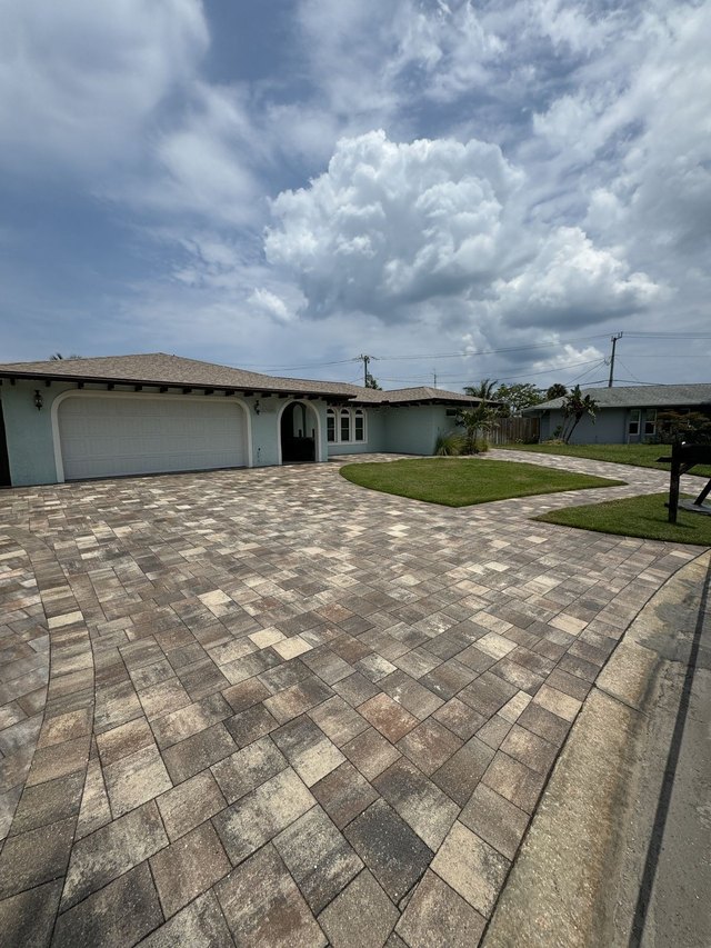 Completed paver and turf installation by Groundworks, Brevard County