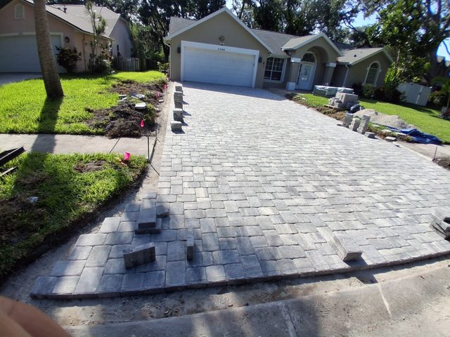 Completed paver and turf installation by Groundworks, Brevard County