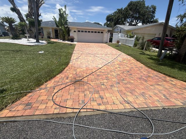 Completed paver and turf installation by Groundworks, Brevard County