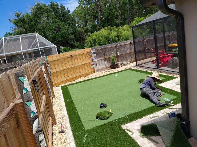 Completed paver and turf installation by Groundworks, Brevard County