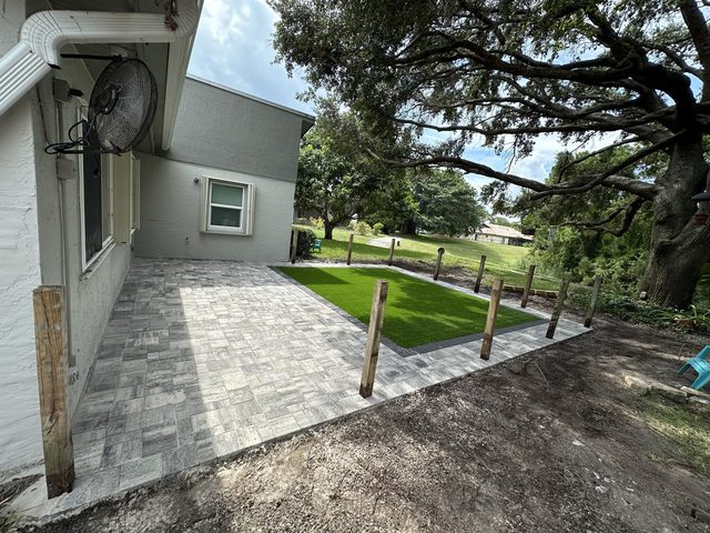 Completed paver and turf installation by Groundworks, Brevard County
