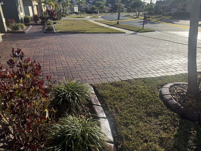 Paver surface cleaned and sealed by Groundworks, Brevard County
