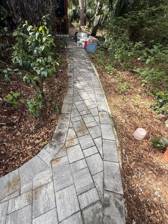 Paver surface cleaned and sealed by Groundworks, Brevard County