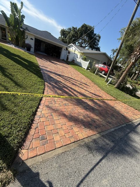 Paver surface cleaned and sealed by Groundworks, Brevard County